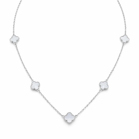 Necklace with clover-shaped pendants on a white background